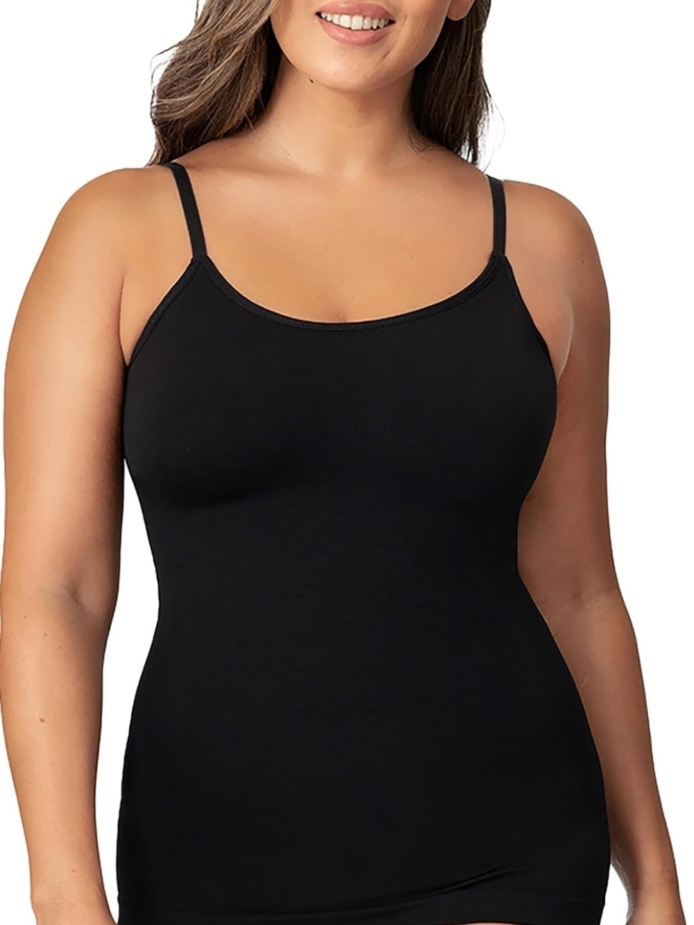 Shapermint Essentials Black Scoop Neck Cami Fitted Body Shaper Womens Large